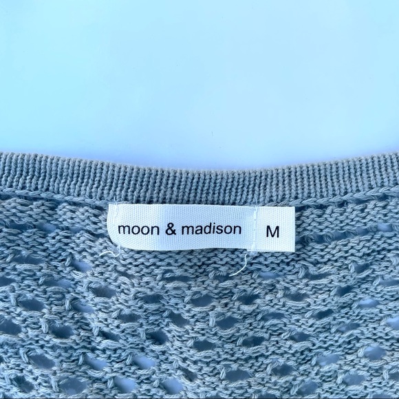 Moon & Madison Teal Waffle Knit Cropped Sweater, M - Picture 5 of 5